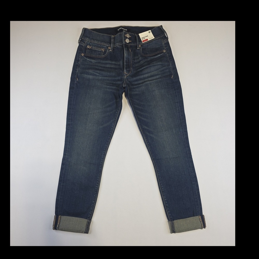 Express Cropped Legging Jeans Women 6P Mid Rise Stretch Dark Wash NWT